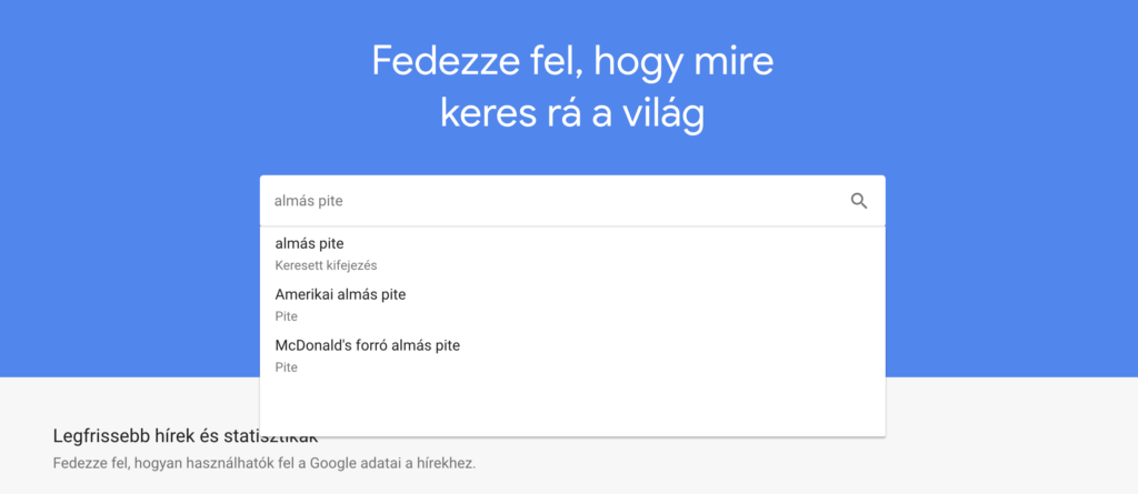 Google Trends keresési eredmény